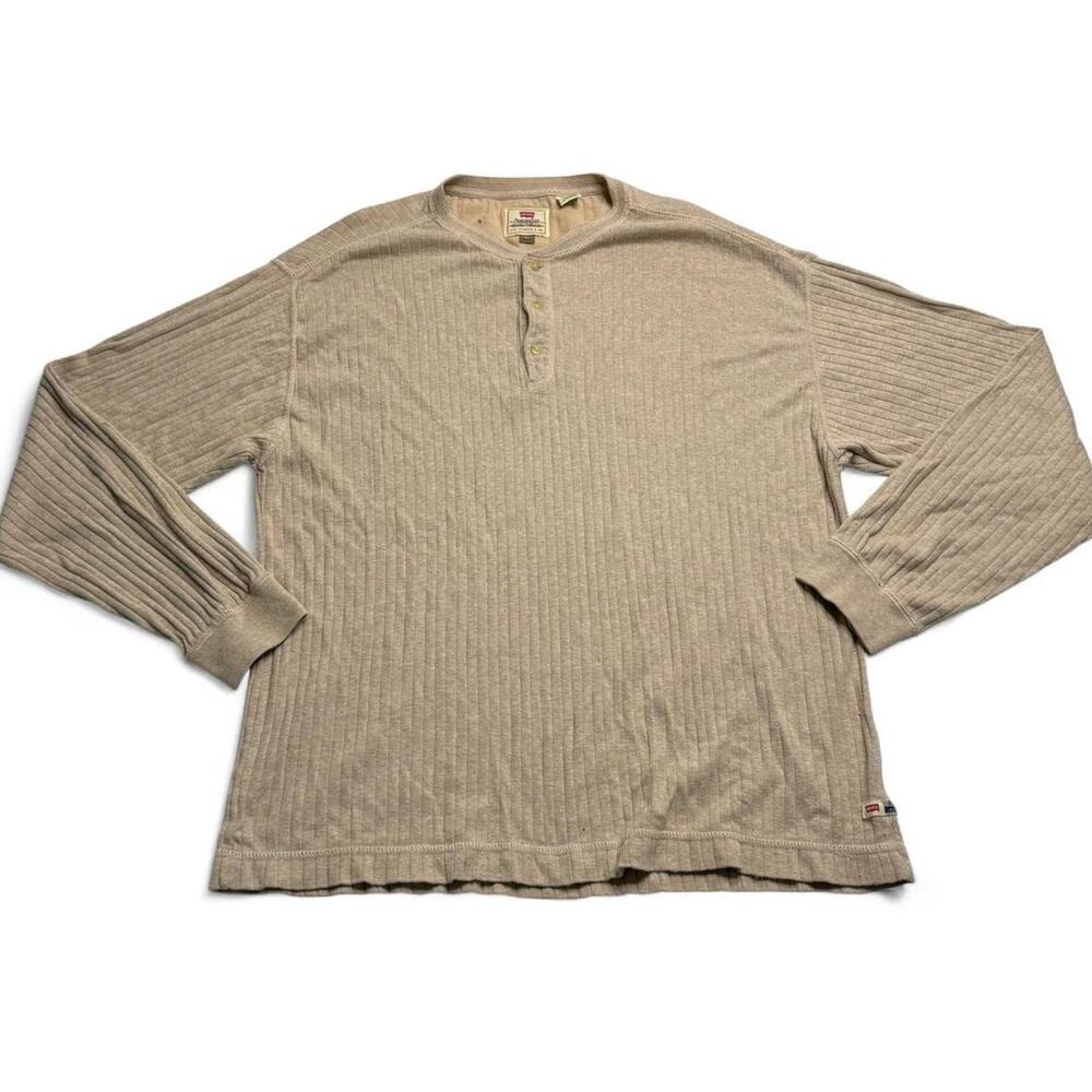 Levi’s Jeans Ribbed Henley Long Sleeve Shirt Beige XL
